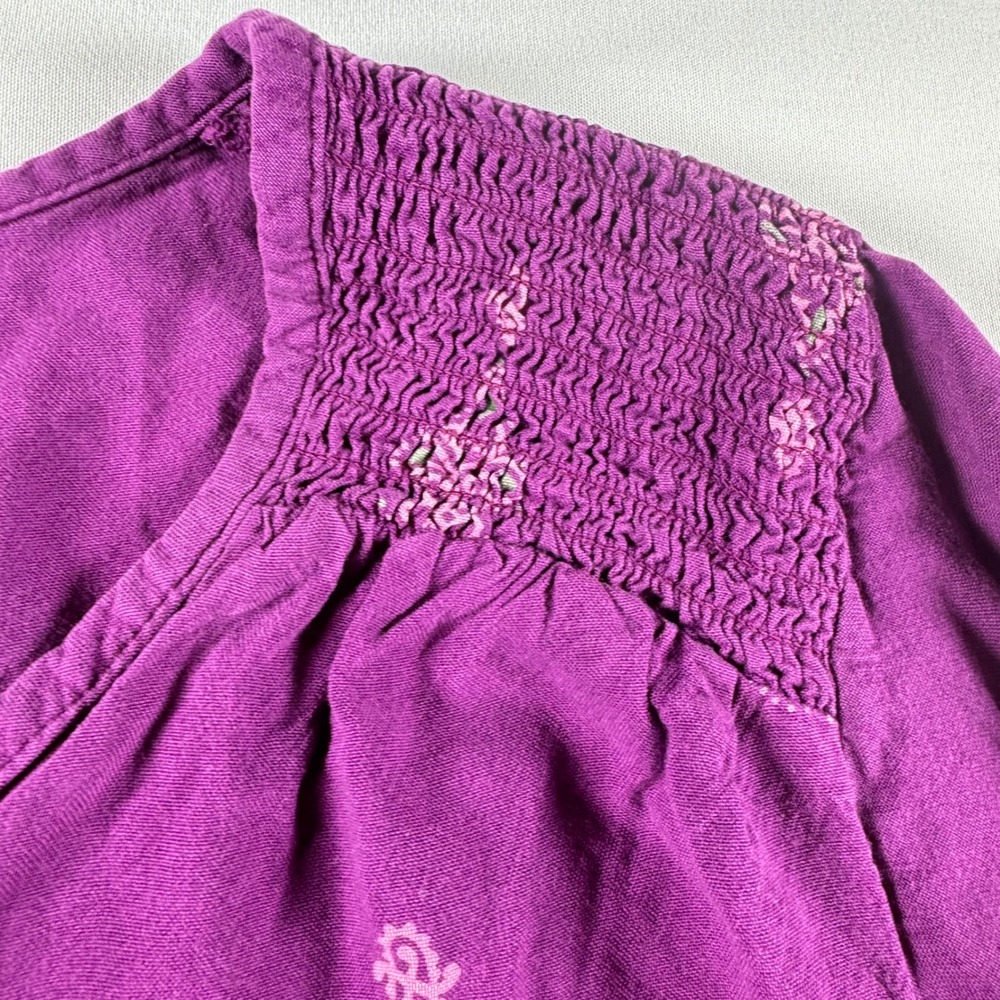 Sonoma Goods For Life Womens Purple Medallion Print Peasant Blouse Large 3/4 Slv - Picture 3 of 7